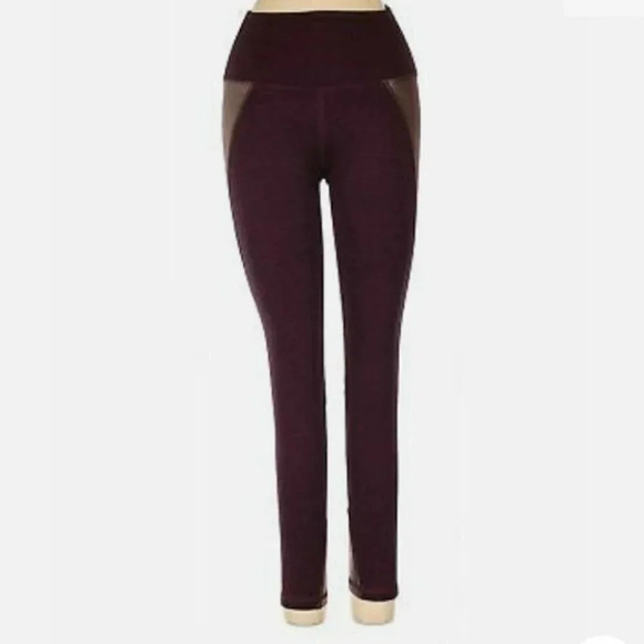 Aerie chill play move S maroon with metallic side leggings - Picture 6 of 8